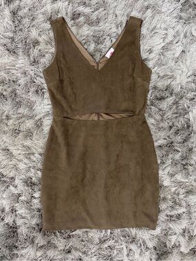 Buddy Love Sleeveless V-Neck Cutout Suede Mini Dress